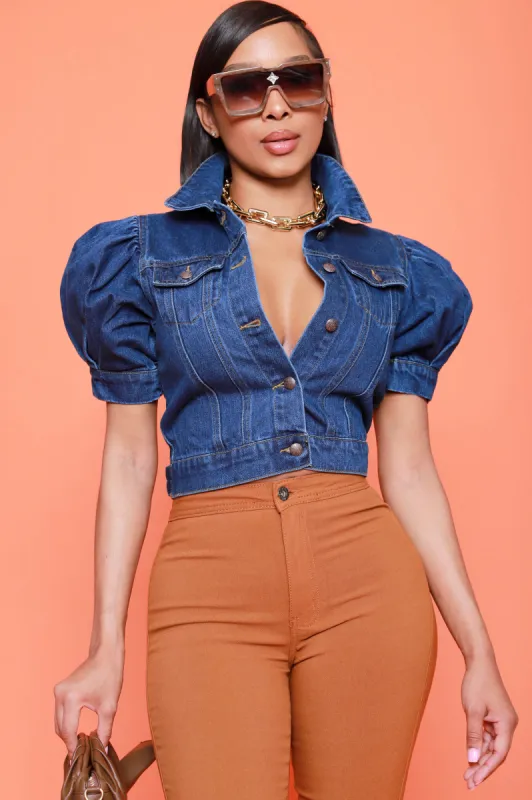 Gifted Short Sleeve Denim Jacket - Dark Wash sold by Swankaposh