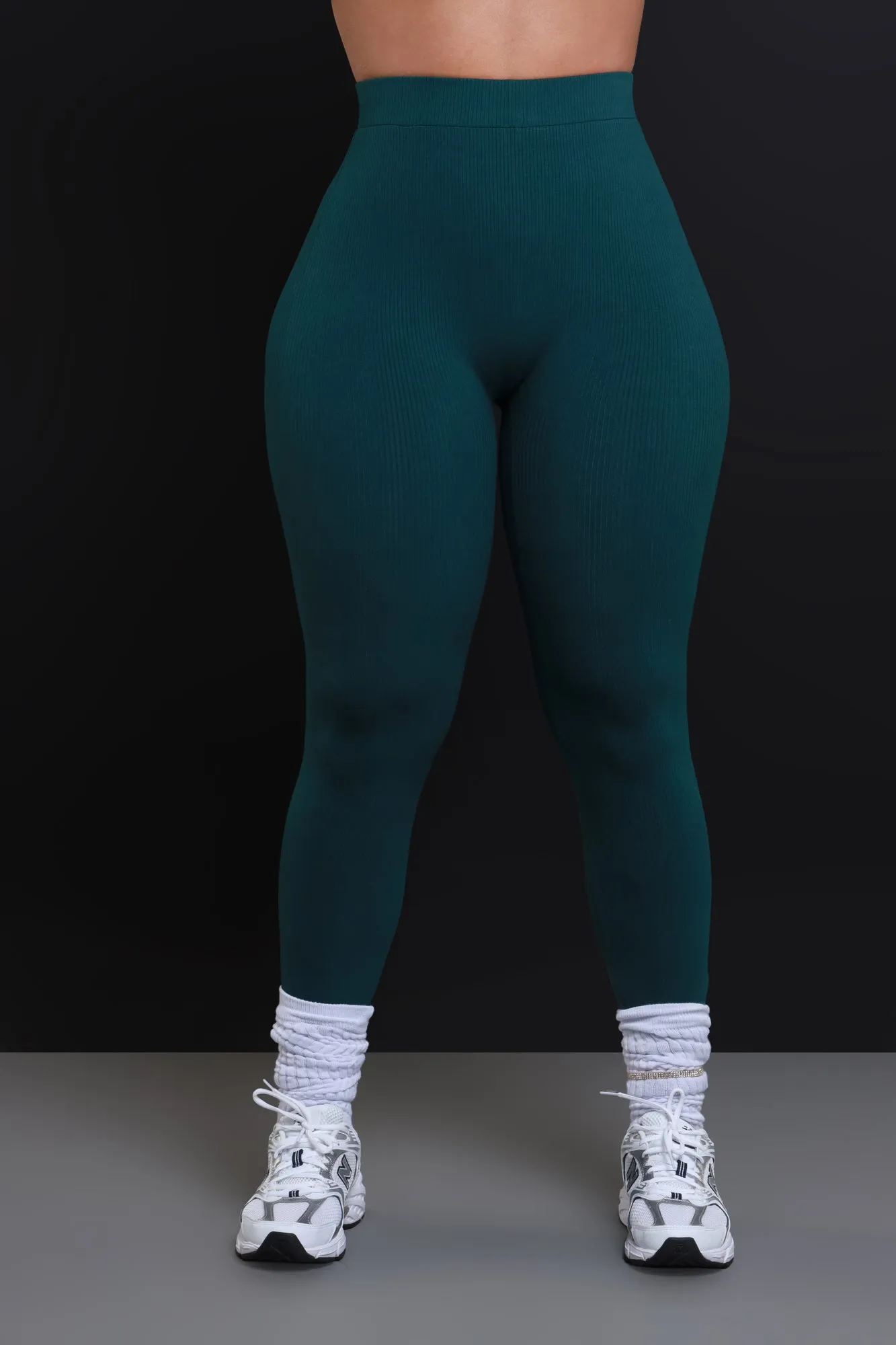 Sweet Tart Cellulite Deleter Ribbed Leggings - Hunter Green sold by Swankaposh product image thumbnail 2