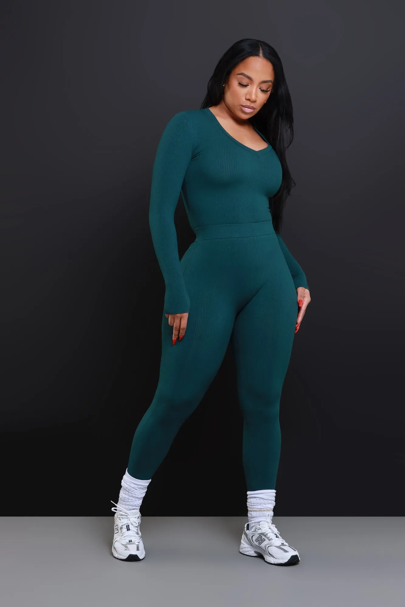 Sweet Tart Cellulite Deleter Ribbed Leggings - Hunter Green sold by Swankaposh product image thumbnail 4