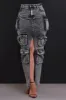 Get Down Denim Cargo Maxi Skirt - Black Wash sold by Swankaposh