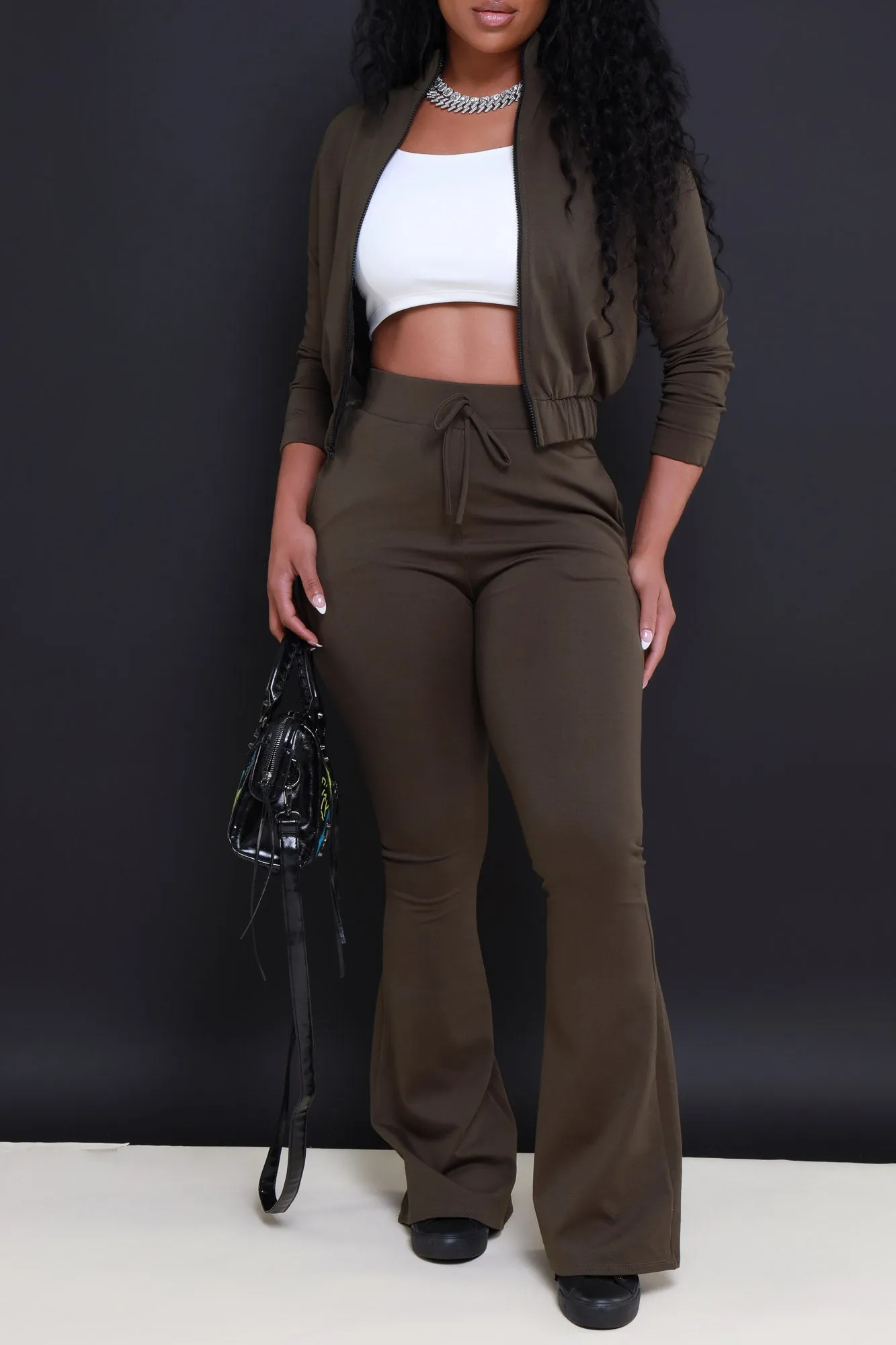 Ready Set Go Flare Tracksuit Set - Olive sold by Swankaposh product image thumbnail 5