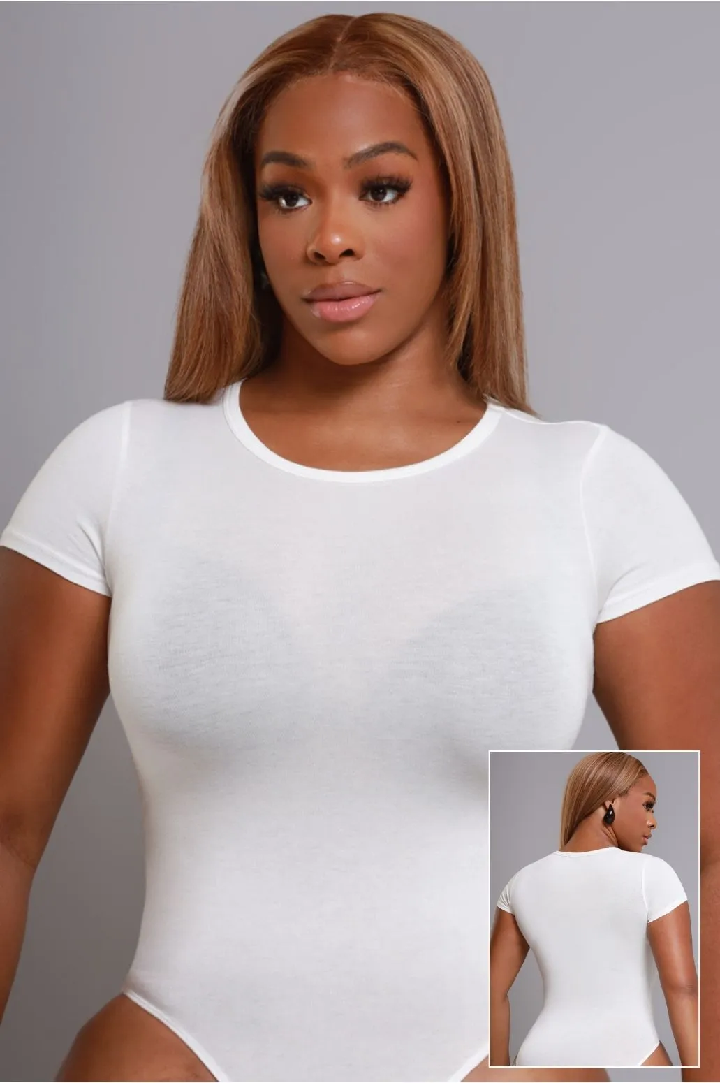 Must Have Basic Bodysuit - White Crew Neck sold by Swankaposh