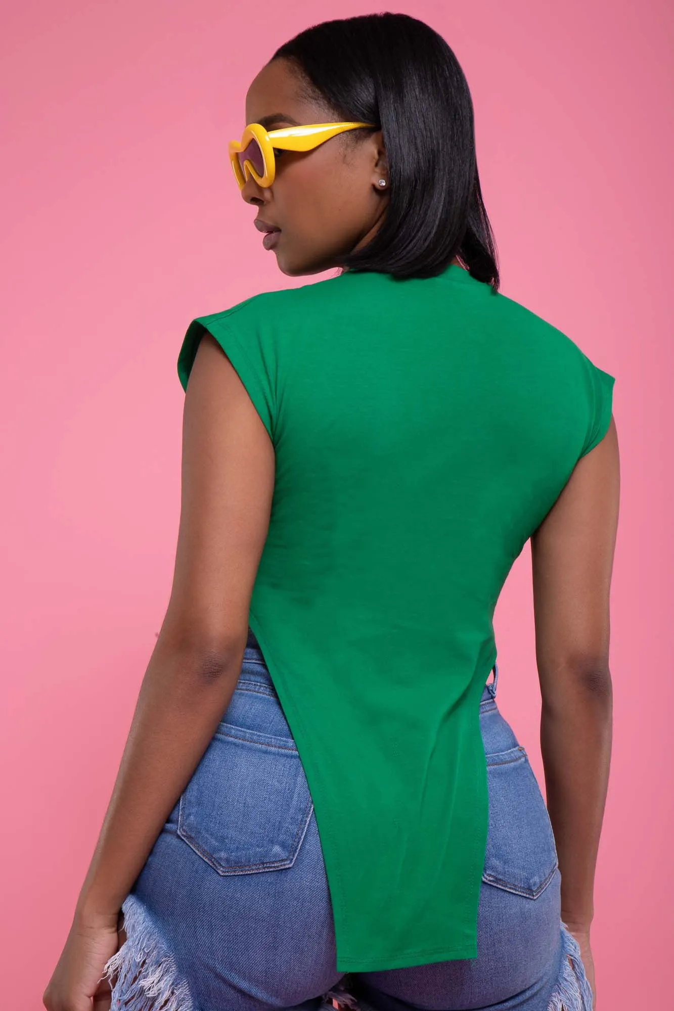 First To Last High Cut Graphic Sleeveless Top - Kelly Green sold by Swankaposh product image thumbnail 4