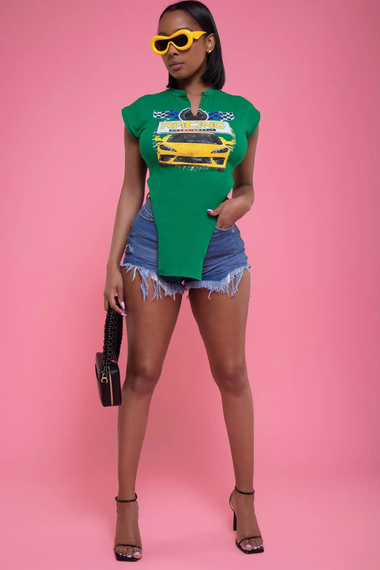 First To Last High Cut Graphic Sleeveless Top - Kelly Green sold by Swankaposh product image thumbnail 5