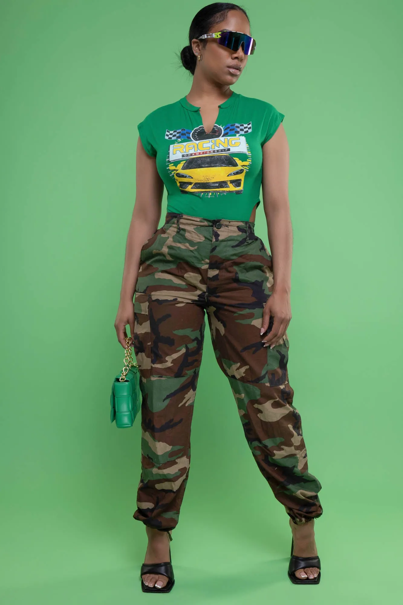 First To Last High Cut Graphic Sleeveless Top - Kelly Green sold by Swankaposh product image thumbnail 2