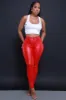 Curve You Faux Leather High Rise Pants - Red sold by Swankaposh