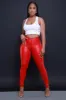 Curve You Faux Leather High Rise Pants - Red sold by Swankaposh
