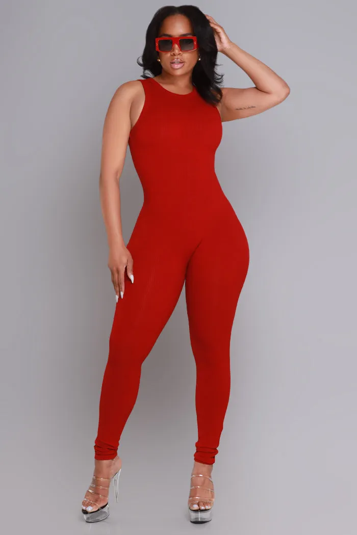 About That Snatched Cellulite Deleter Sleeveless Jumpsuit - Ruby sold by Swankaposh
