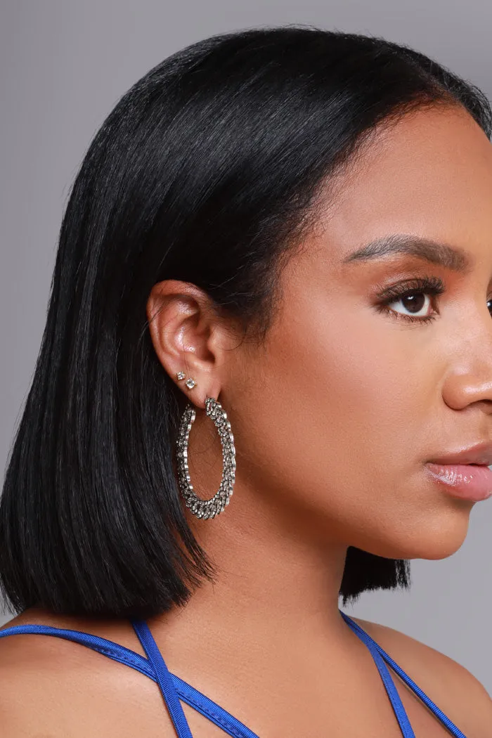 Chain Reaction Rhinestone Hoop Earrings - Silver sold by Swankaposh product image thumbnail 3