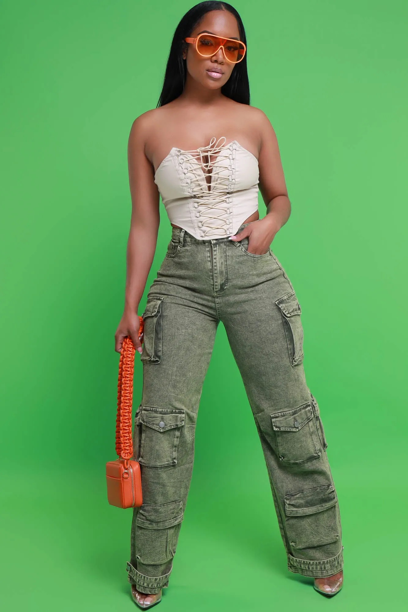 Want It Now Lace Up Corset Top - Beige sold by Swankaposh product image thumbnail 2