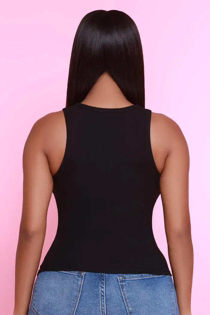 Hit Back Ribbed Tank Top - Black sold by Swankaposh product image thumbnail 3