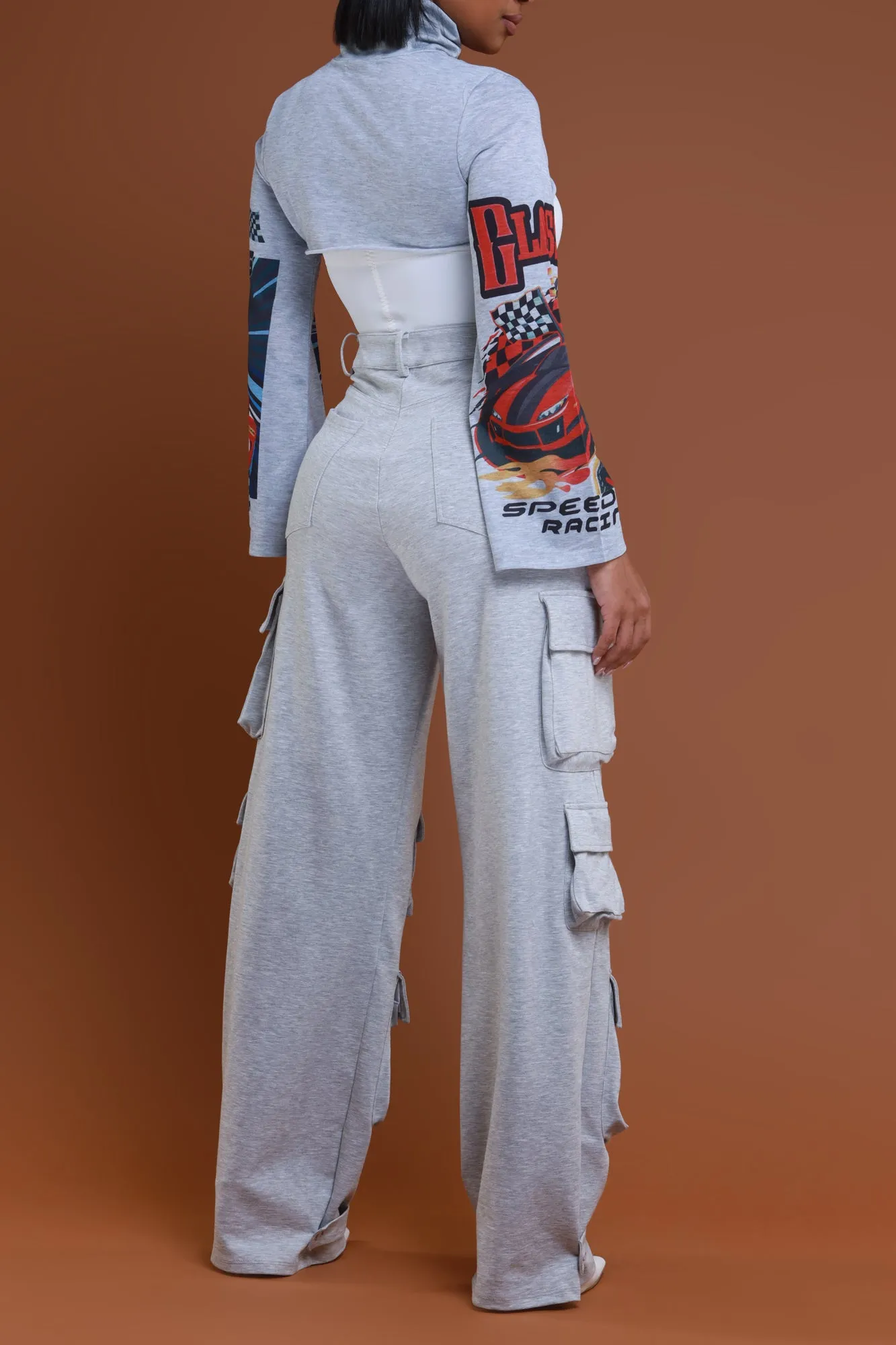 Need For Speed Cropped Graphic Long Sleeve T-Shirt - Grey sold by Swankaposh product image thumbnail 3