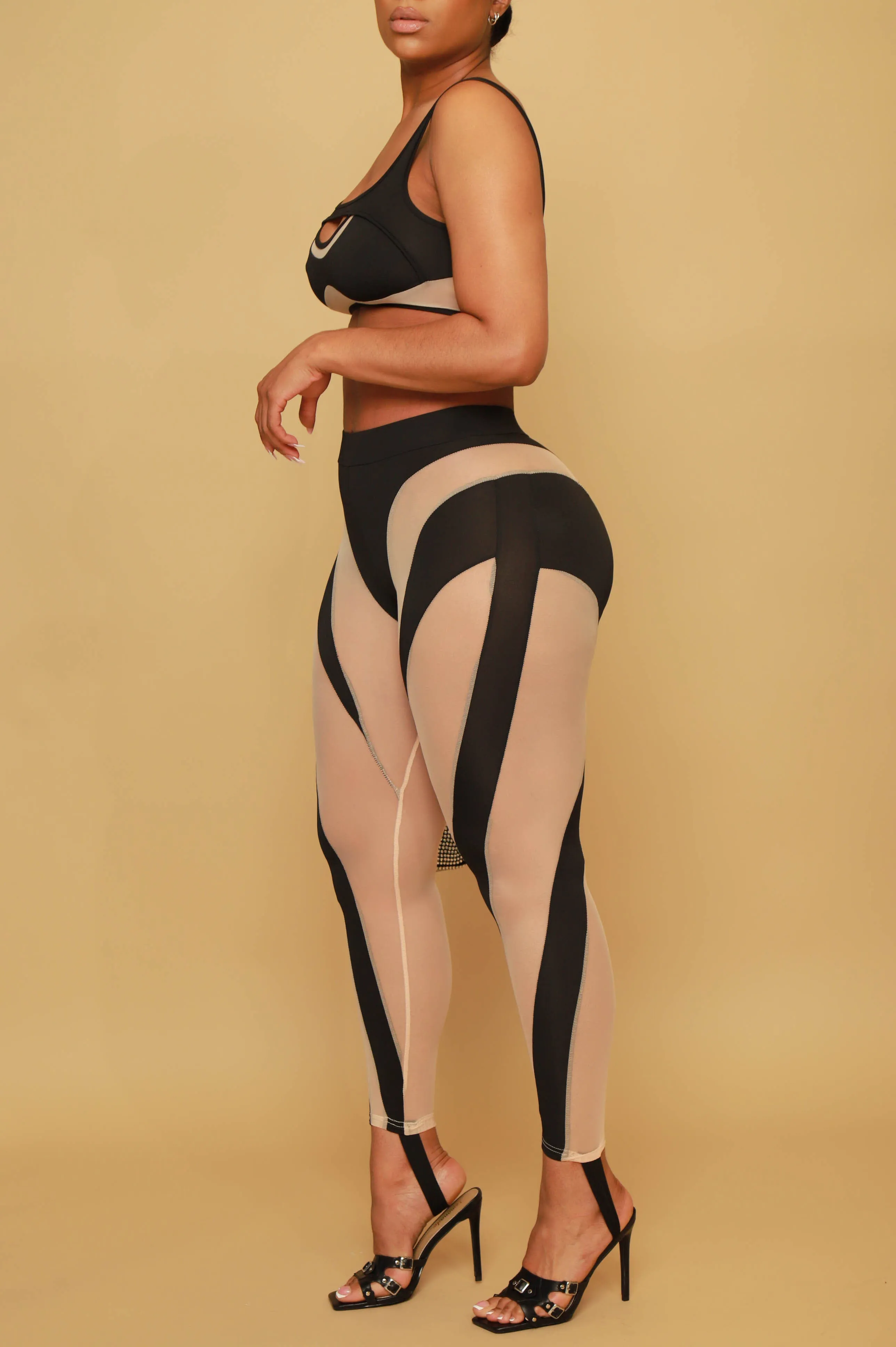 Magic Trick Cropped Mesh Pants Set - Black sold by Swankaposh product image thumbnail 3