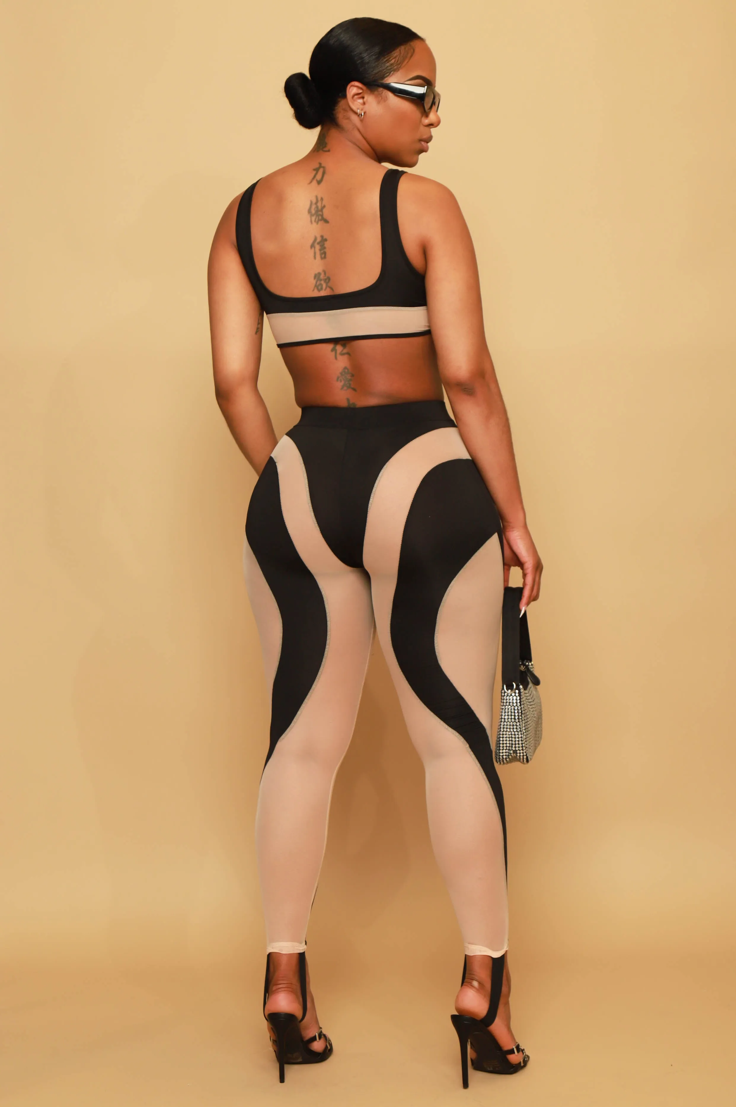 Magic Trick Cropped Mesh Pants Set - Black sold by Swankaposh product image thumbnail 4