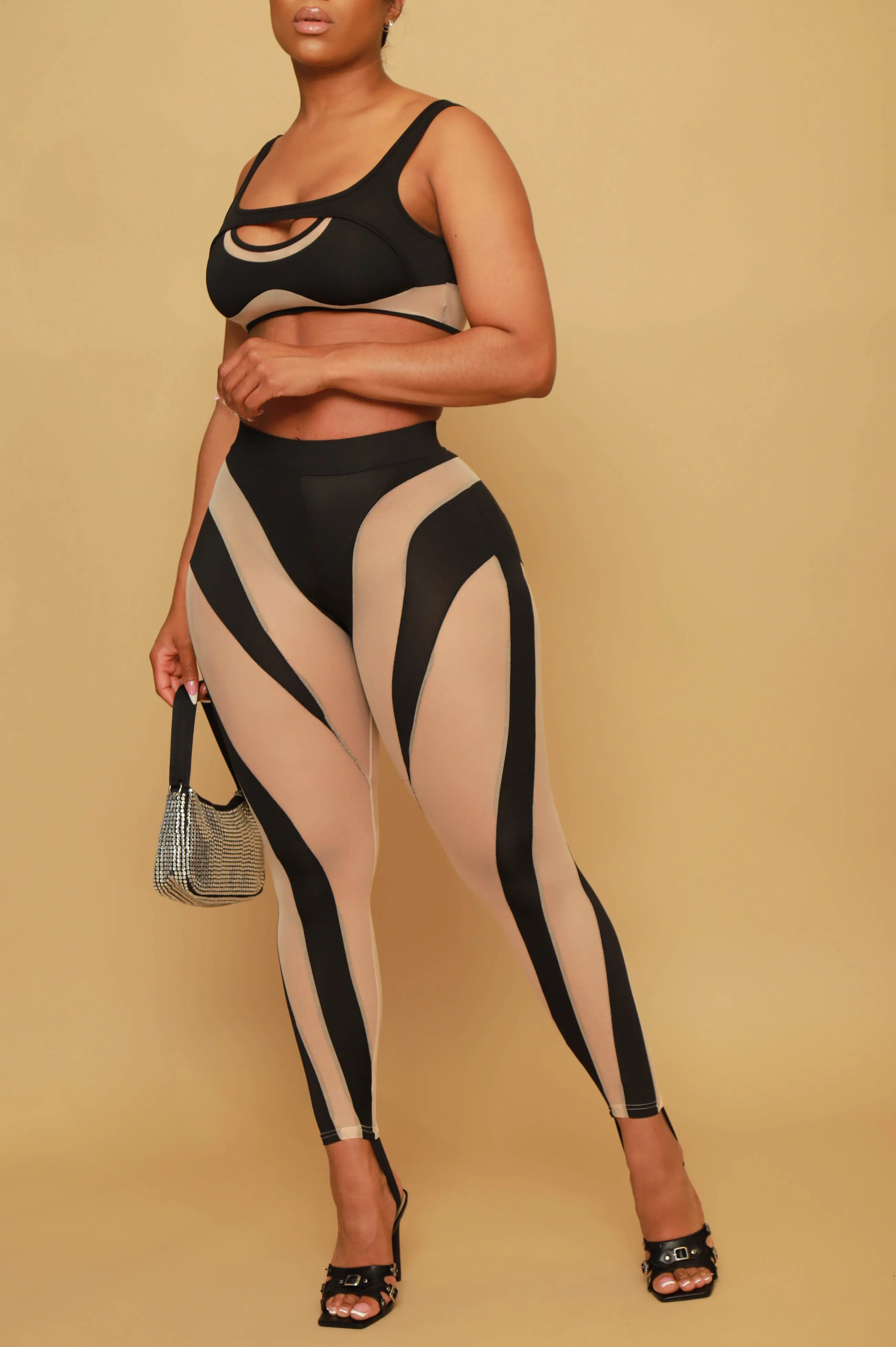 Magic Trick Cropped Mesh Pants Set - Black sold by Swankaposh product image thumbnail 2