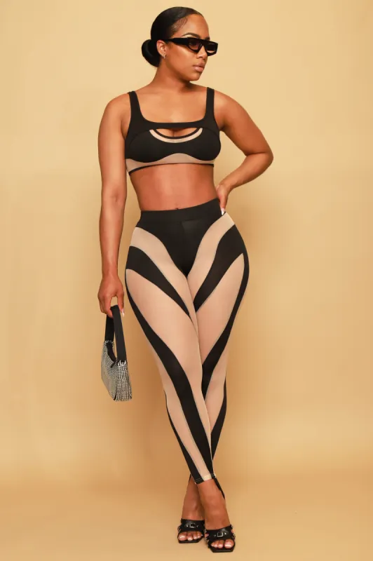 Magic Trick Cropped Mesh Pants Set - Black sold by Swankaposh