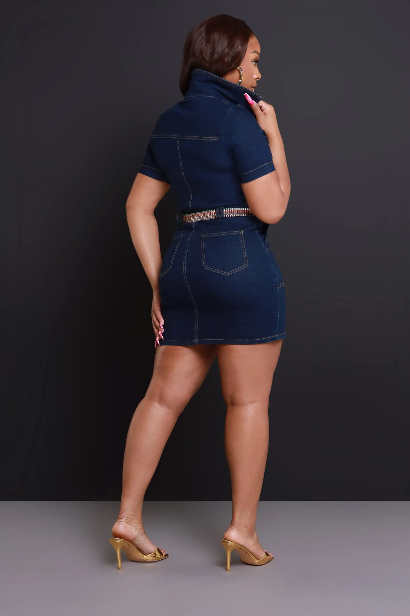 Start With Denim Mini Dress - Dark Wash sold by Swankaposh product image thumbnail 3