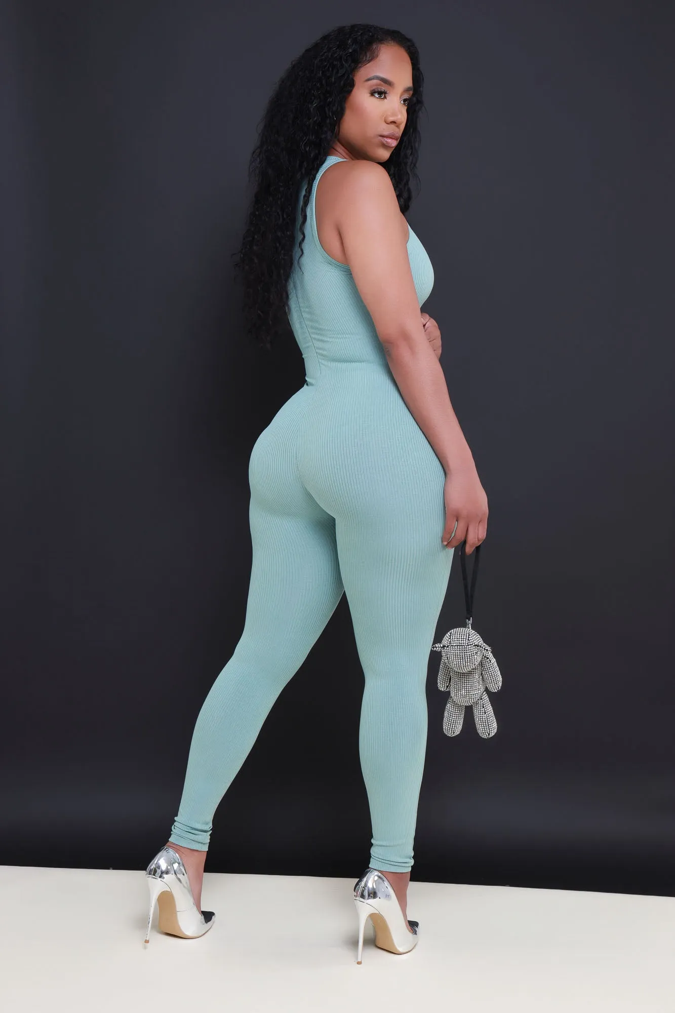 About That Snatched Cellulite Deleter Sleeveless Jumpsuit - Aloe sold by Swankaposh product image thumbnail 3