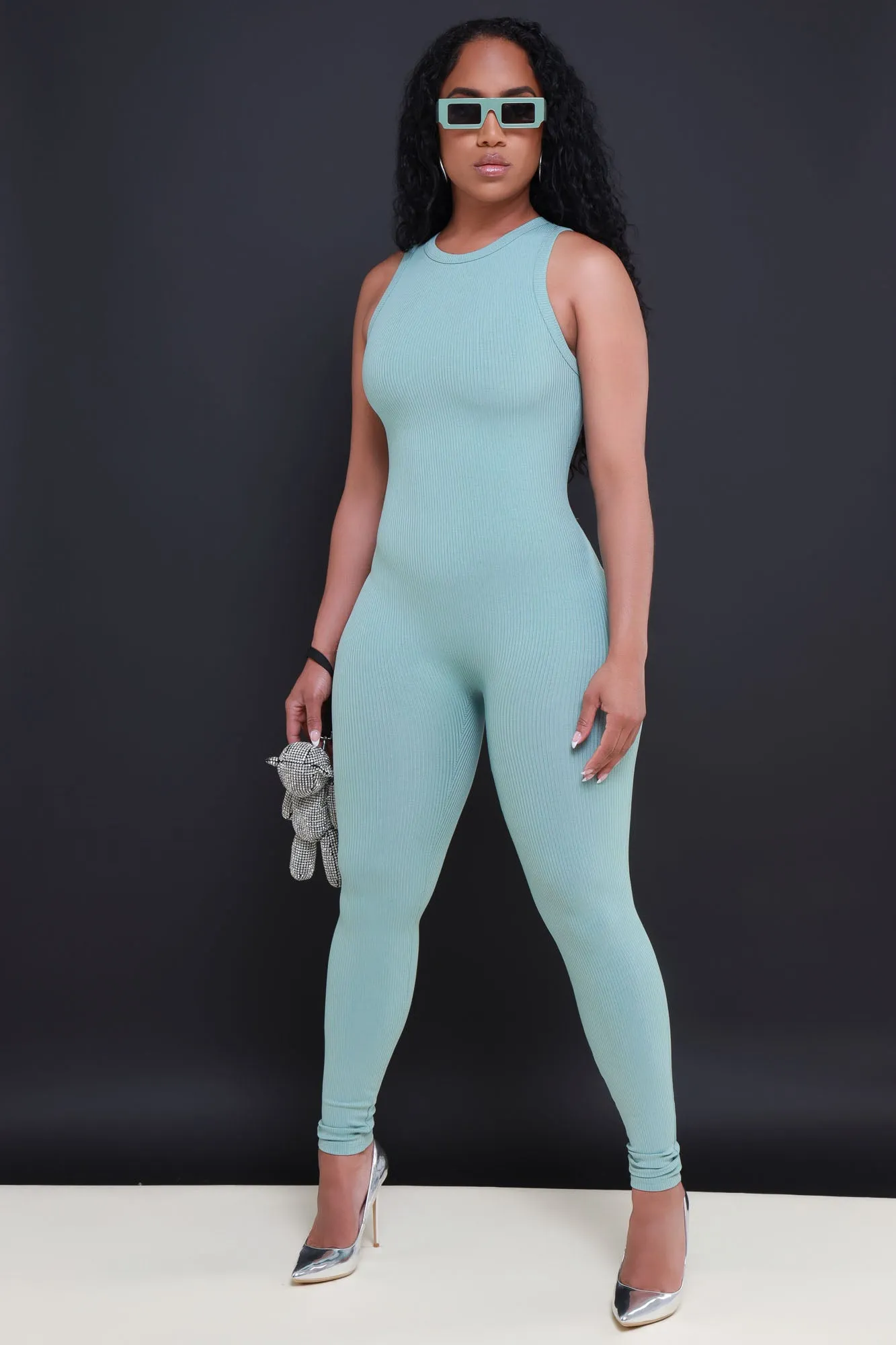 About That Snatched Cellulite Deleter Sleeveless Jumpsuit - Aloe sold by Swankaposh product image thumbnail 5