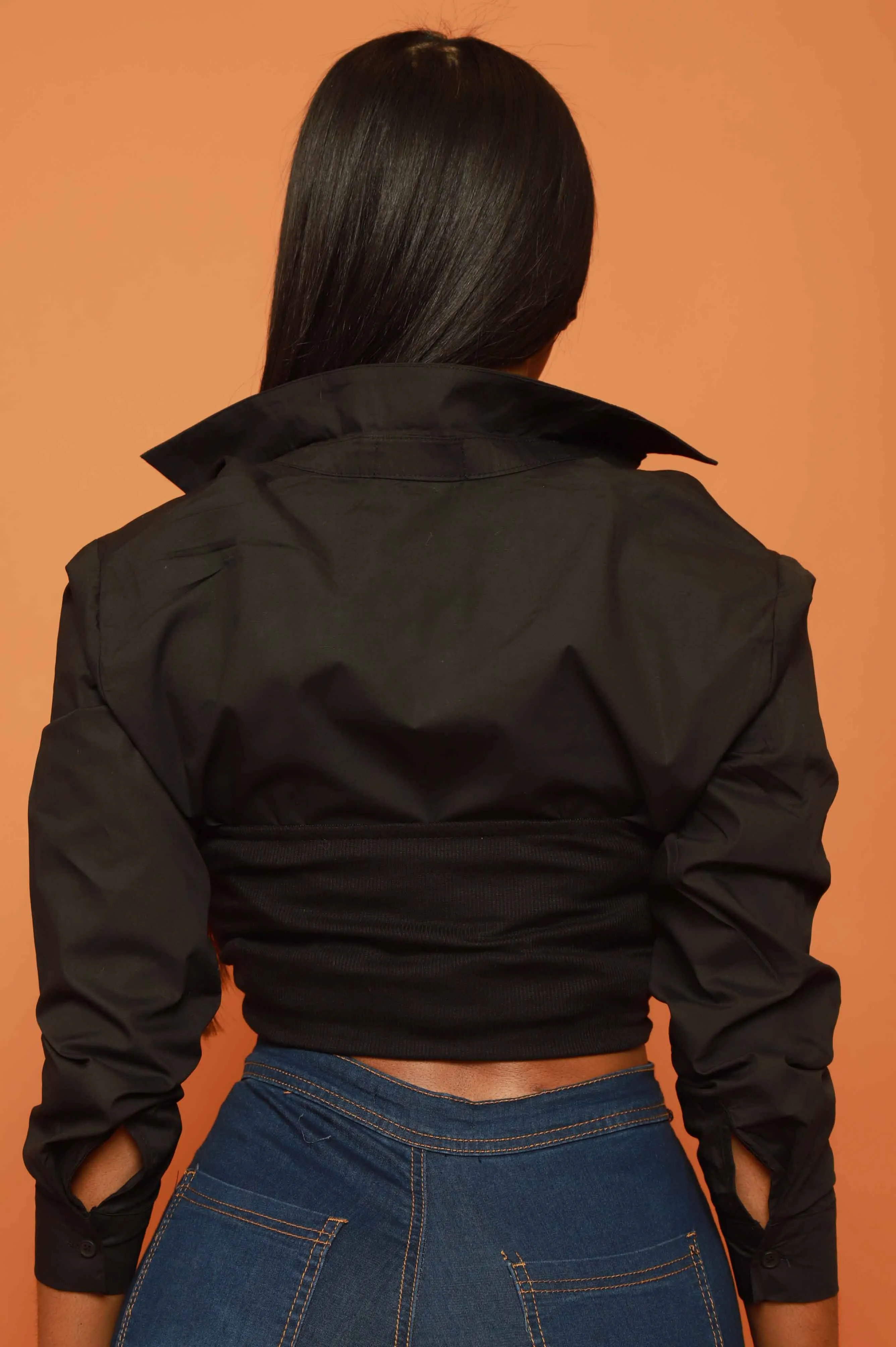 Pretending Cropped Corset Button Up Top - Black sold by Swankaposh product image thumbnail 3