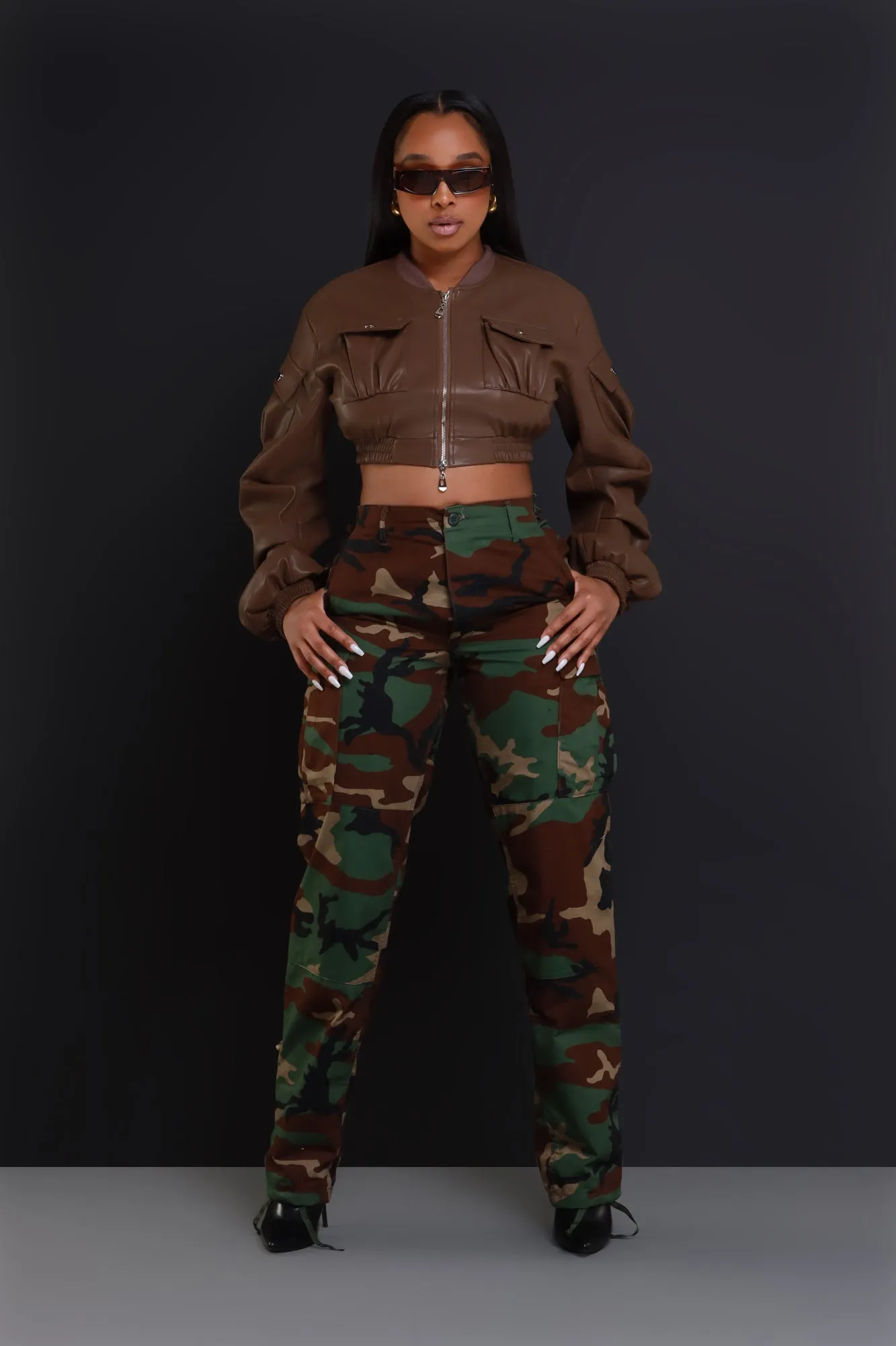 Think On It Cropped Bomber Jacket - Brown sold by Swankaposh product image thumbnail 2