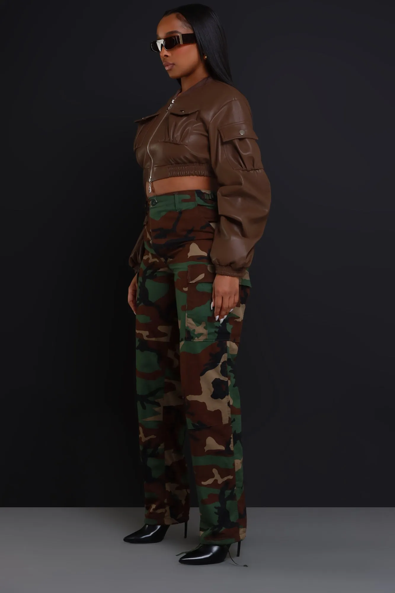 Think On It Cropped Bomber Jacket - Brown sold by Swankaposh product image thumbnail 5