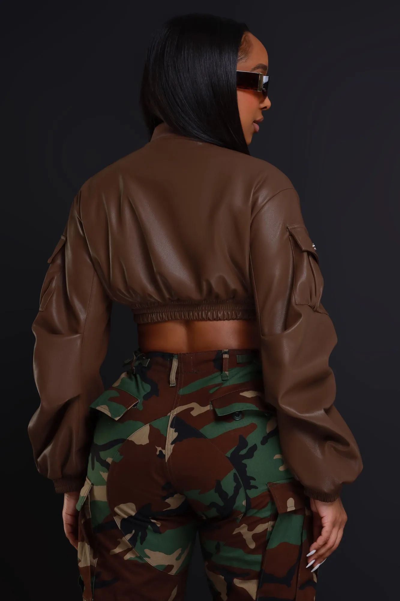 Think On It Cropped Bomber Jacket - Brown sold by Swankaposh product image thumbnail 3