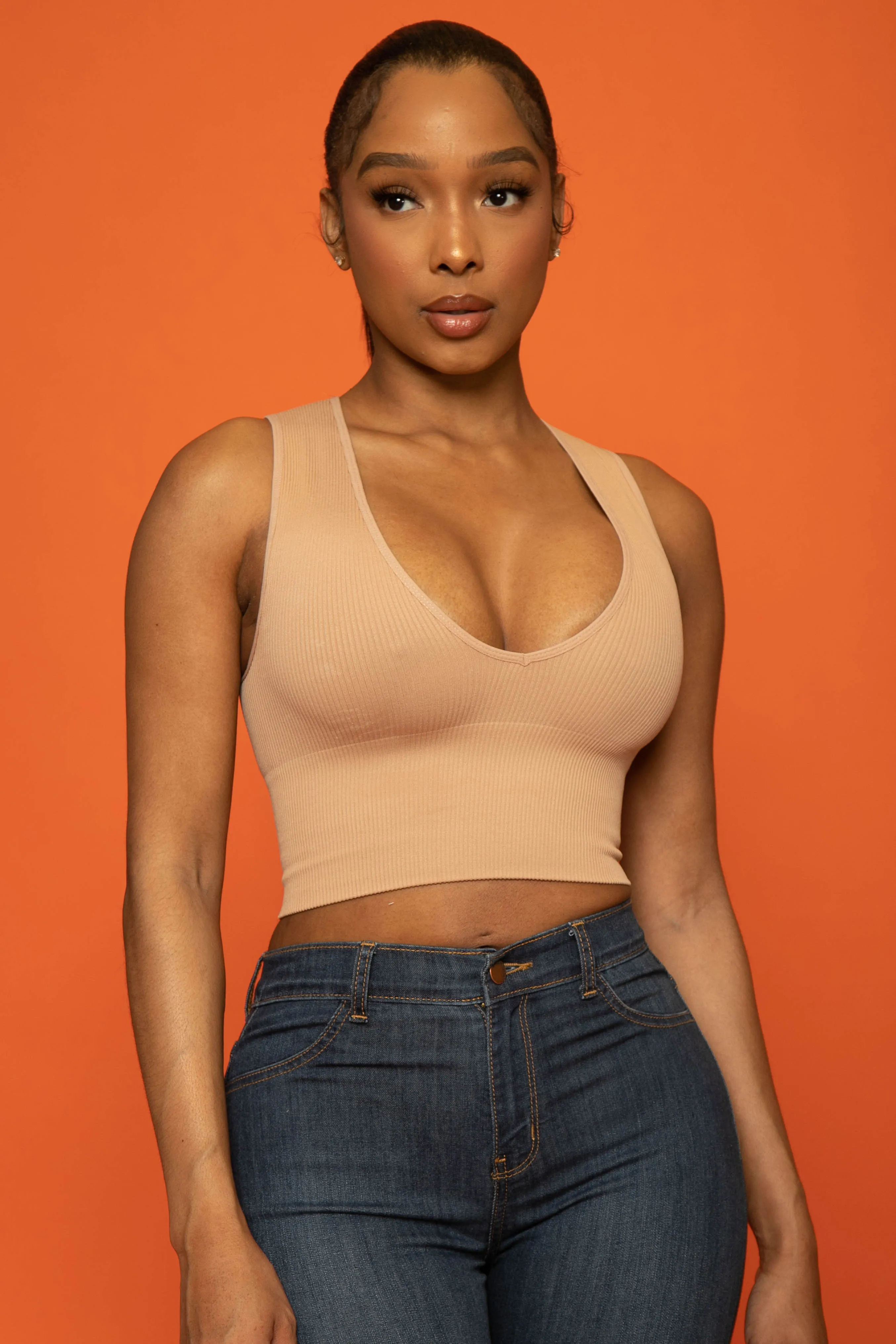 Get Into It Ribbed Crop Top - Nude sold by Swankaposh