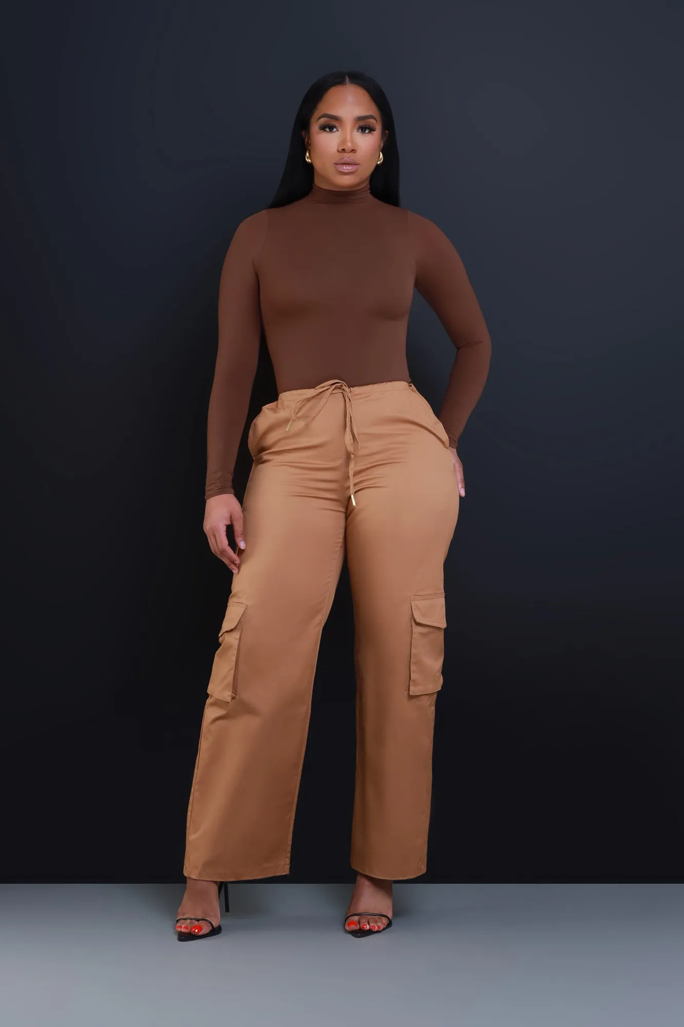 Time To Go High Rise Cargo Pants - Khaki sold by Swankaposh