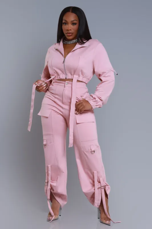 Fire Me Up Cropped Cargo Pants Set - Mauve sold by Swankaposh