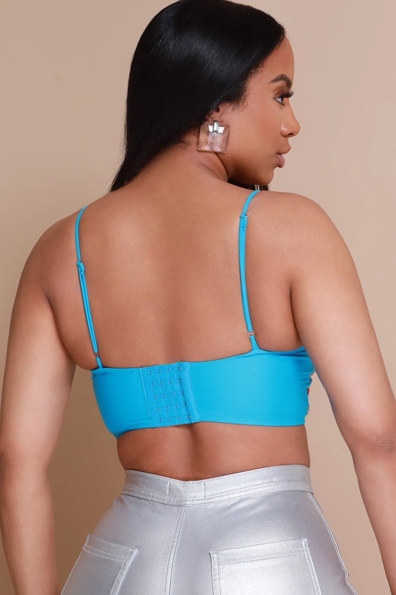 Rich Flex Jewel Embellished Corset Crop Top - Blue sold by Swankaposh product image thumbnail 2