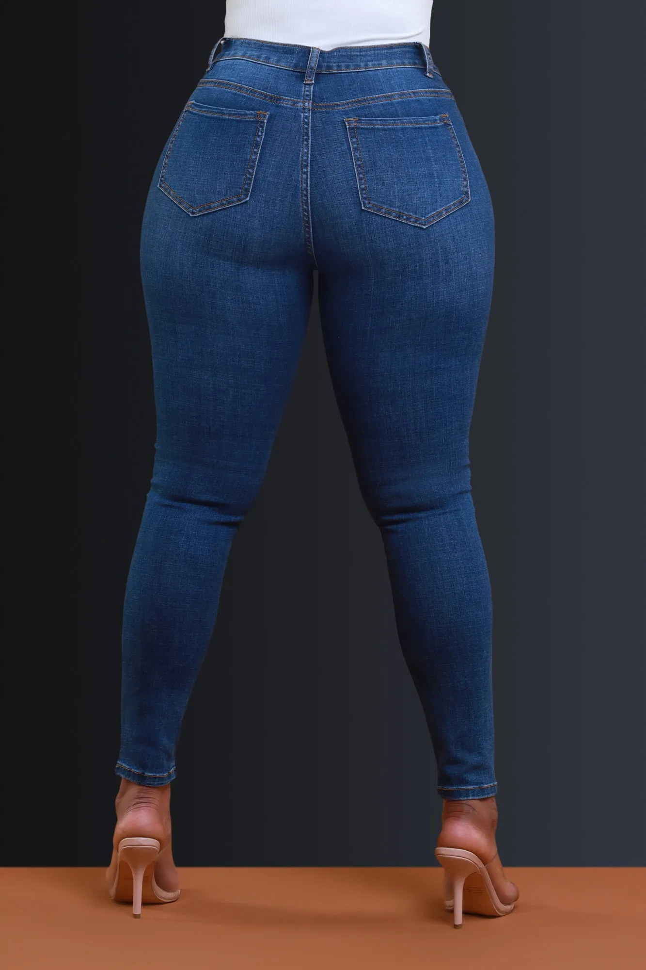 Line Em Up Distressed Skinny Jeans - Medium Wash sold by Swankaposh product image thumbnail 2