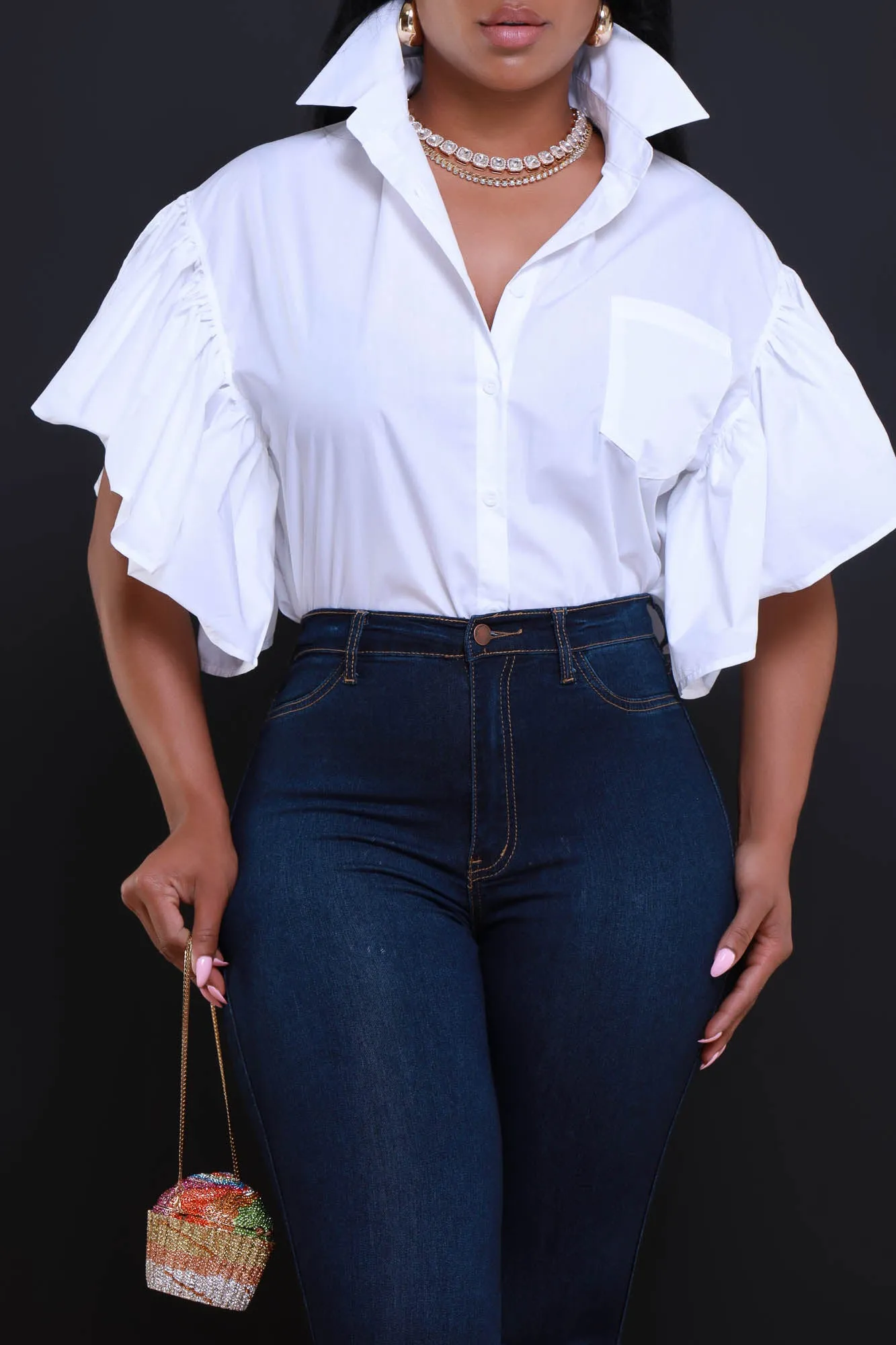 At First Sight Sleeveless Ruffle Top - White sold by Swankaposh product image thumbnail 2