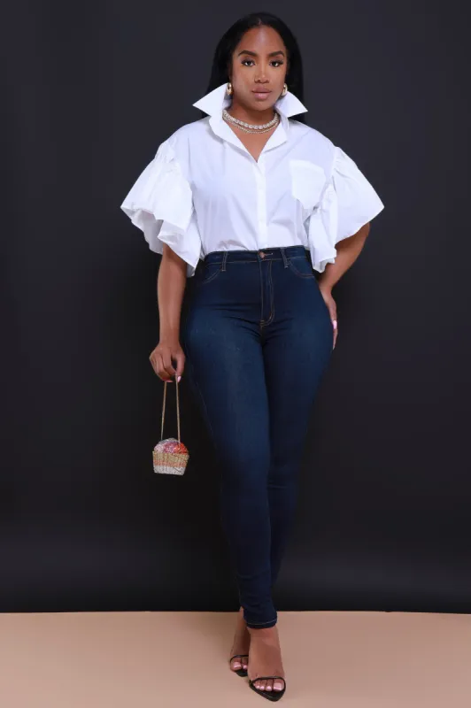 At First Sight Sleeveless Ruffle Top - White sold by Swankaposh