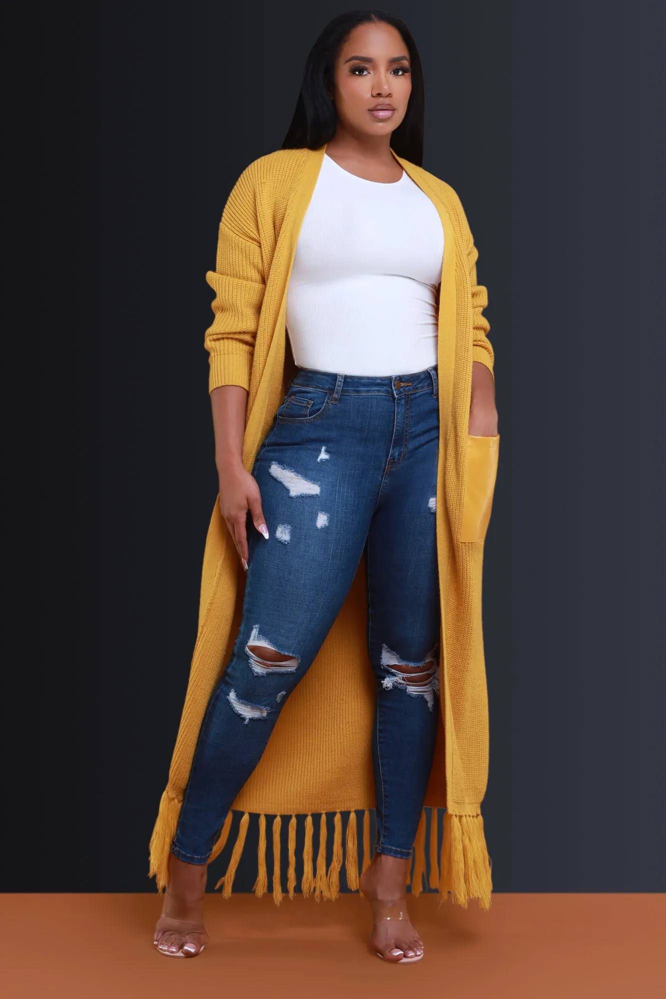 Line Em Up Distressed Skinny Jeans - Medium Wash sold by Swankaposh product image thumbnail 4