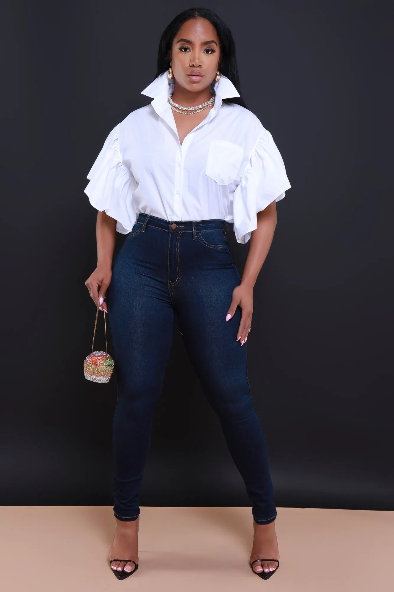 At First Sight Sleeveless Ruffle Top - White sold by Swankaposh product image thumbnail 3