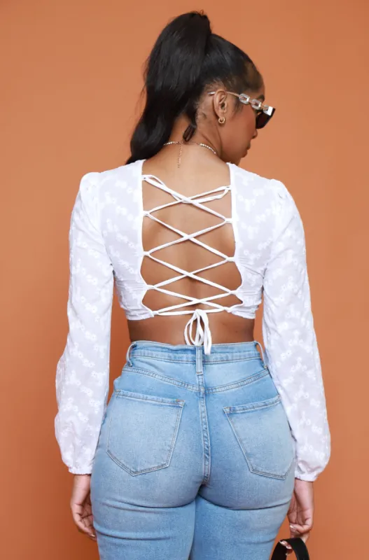 Crush On You Eyelet Lace Crop Top - White sold by Swankaposh