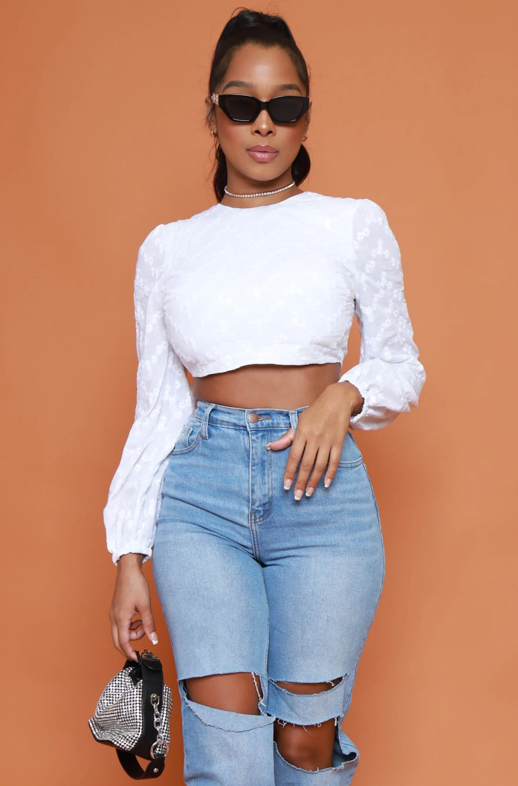 Crush On You Eyelet Lace Crop Top - White sold by Swankaposh product image thumbnail 3