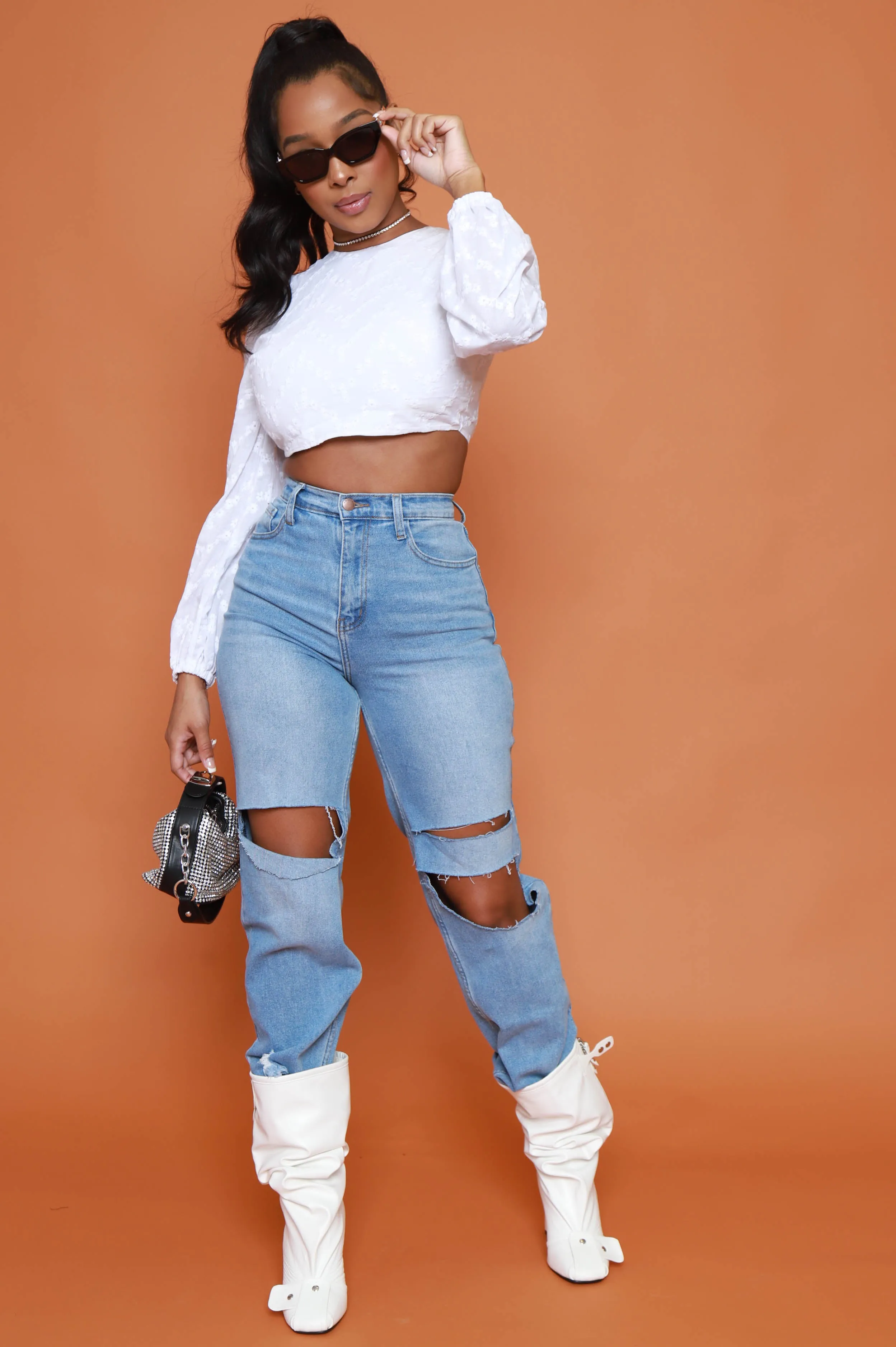 Crush On You Eyelet Lace Crop Top - White sold by Swankaposh product image thumbnail 2