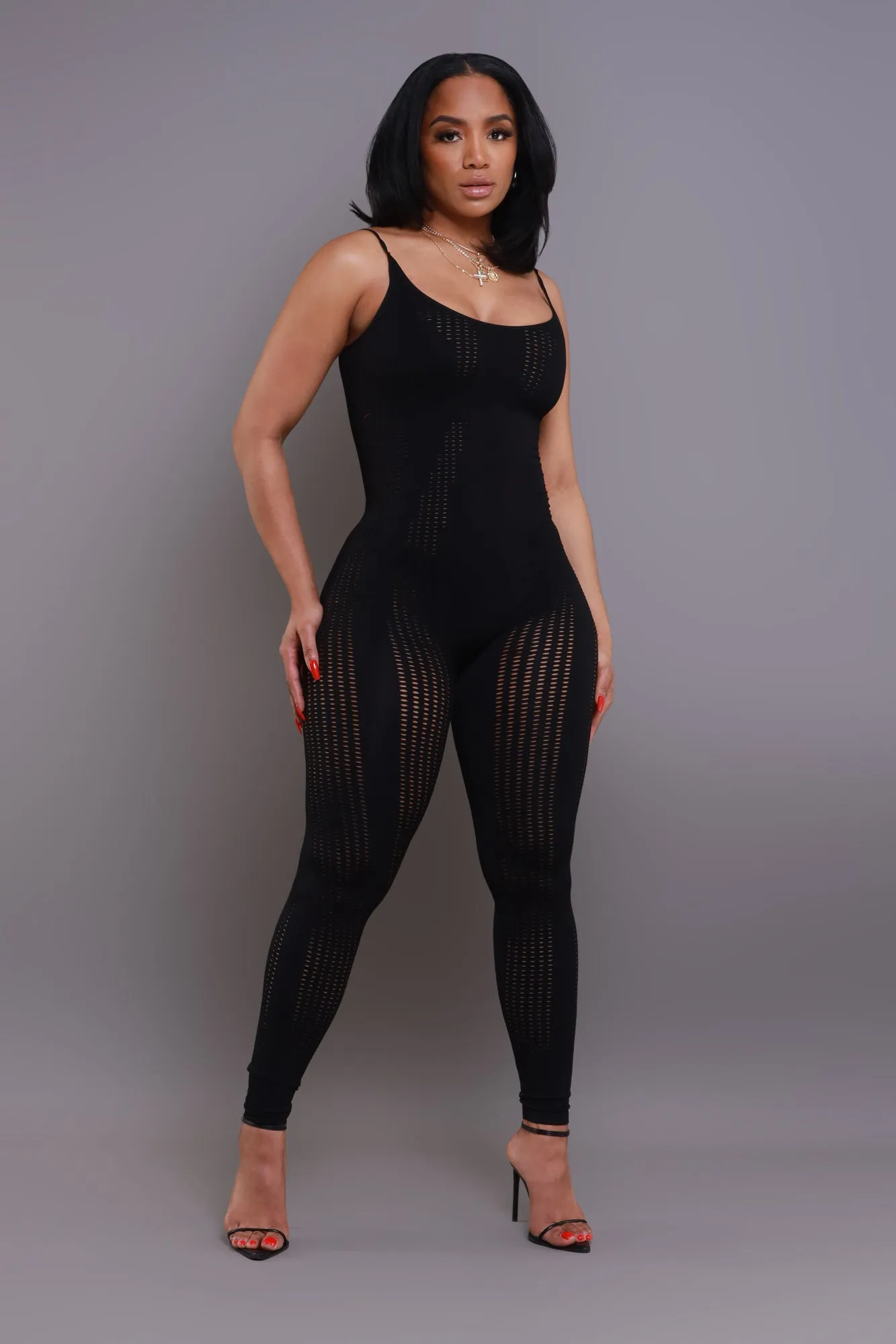 Lovesick Seamless Open Knit Jumpsuit - Black sold by Swankaposh product image thumbnail 4