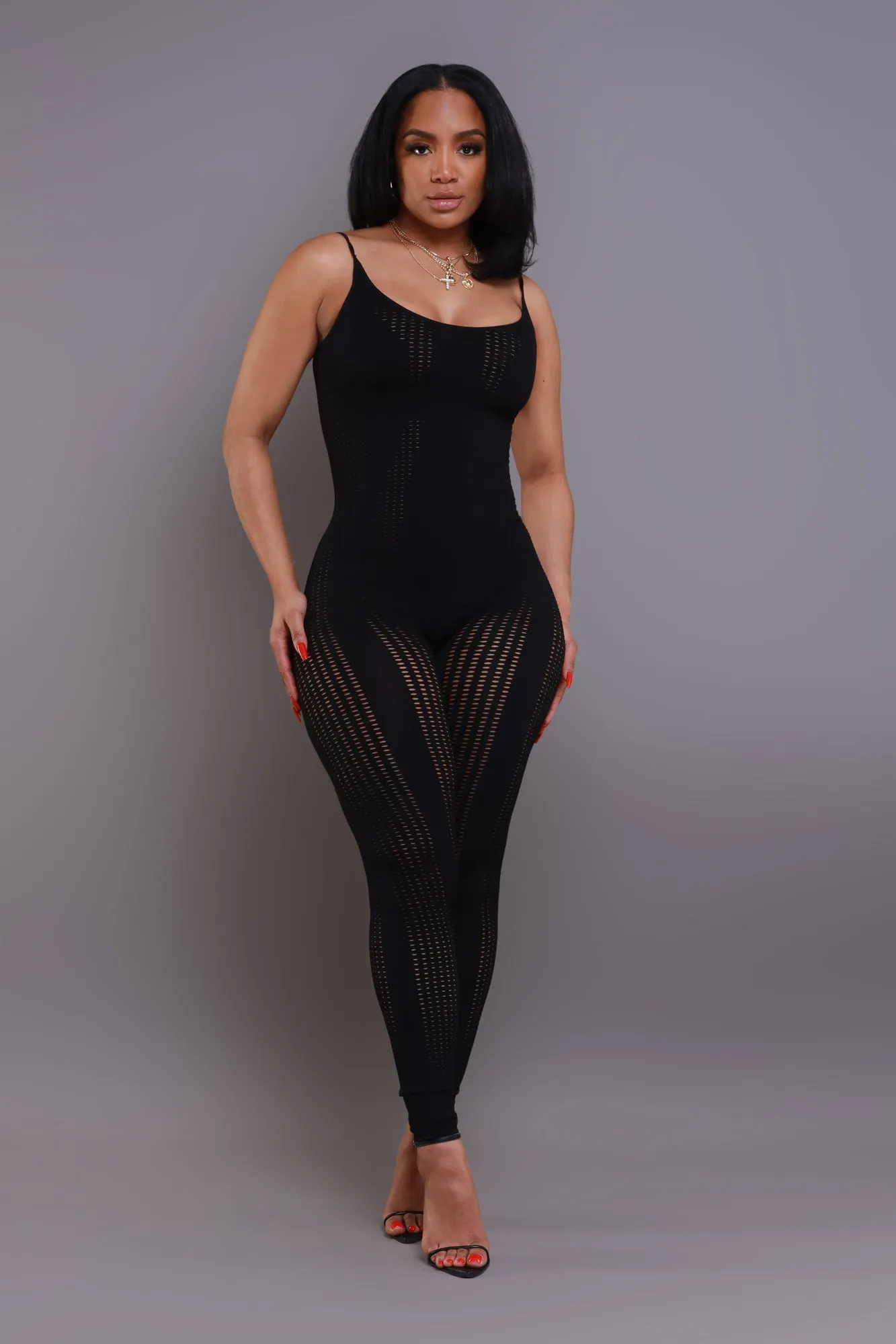 Lovesick Seamless Open Knit Jumpsuit - Black sold by Swankaposh product image thumbnail 5