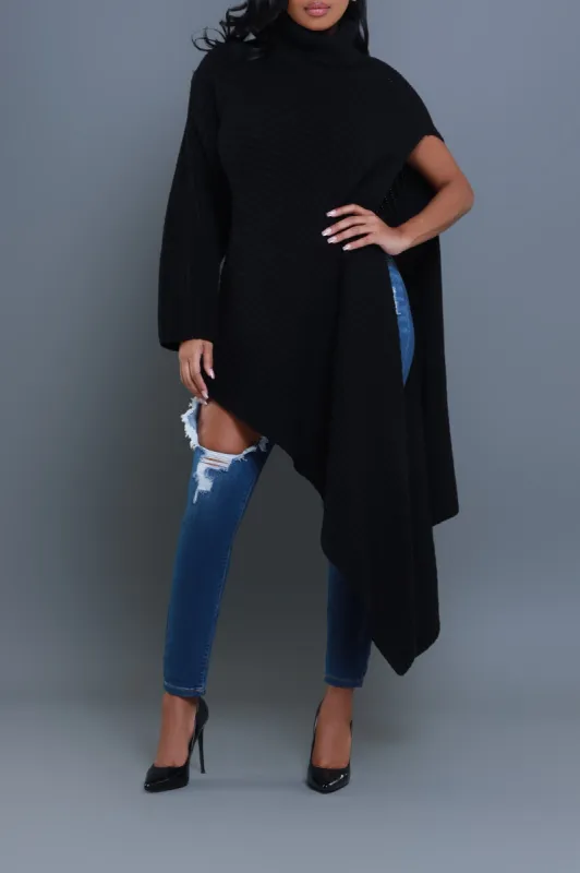 How To Deal Asymmetrical Knit Sweater - Black sold by Swankaposh