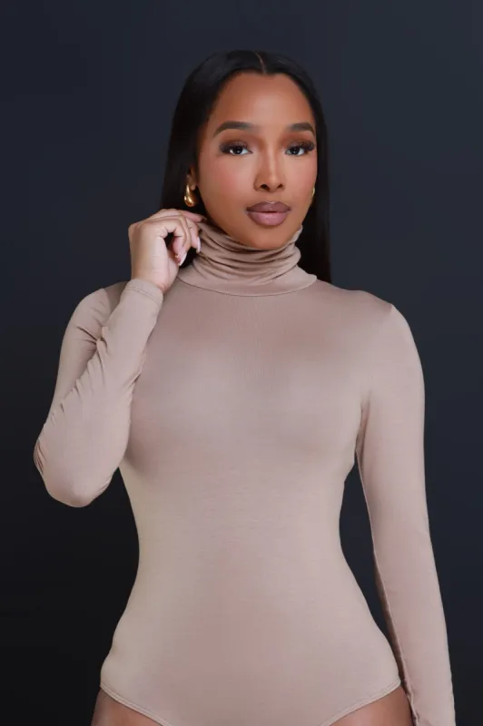 Maneater Turtleneck Bodysuit - Sand sold by Swankaposh