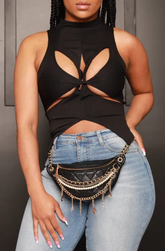 Stay The Night Cut Out Sleeveless Top - Black sold by Swankaposh