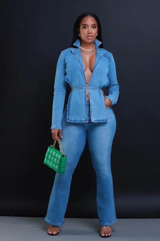 Hold The Line Mid Rise Bootcut Jeans - Medium Wash sold by Swankaposh