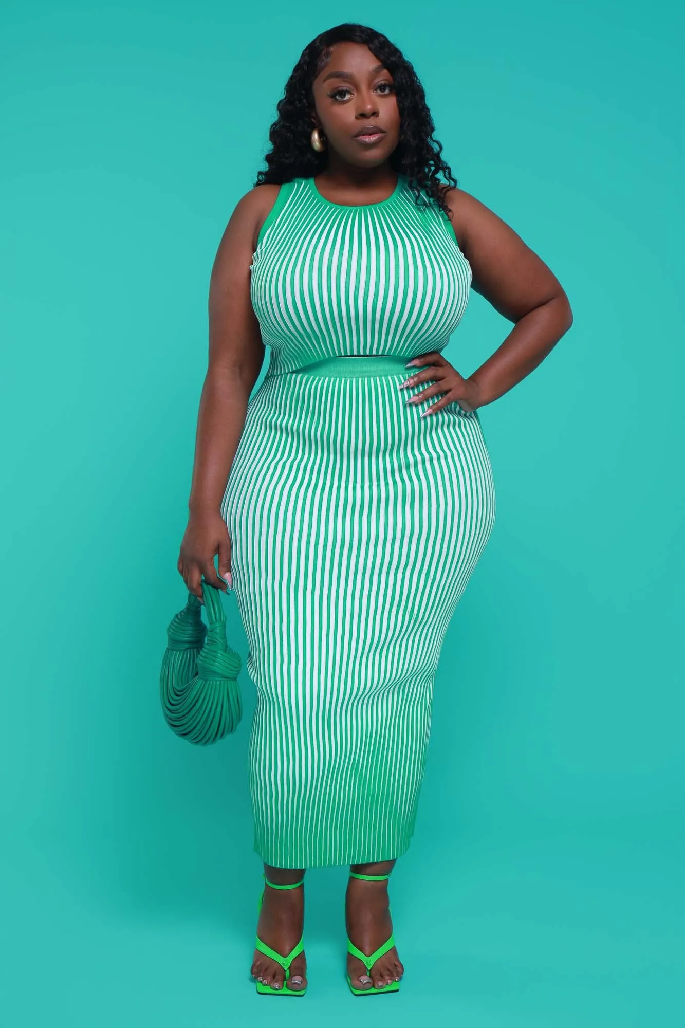 Feeling Sublime Ribbed Maxi Skirt Set - Green sold by Swankaposh product image thumbnail 5