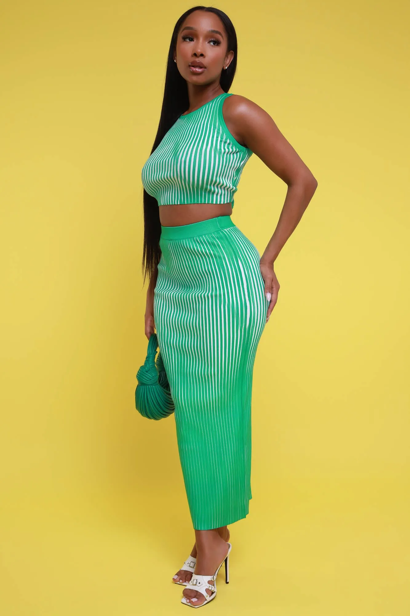 Feeling Sublime Ribbed Maxi Skirt Set - Green sold by Swankaposh product image thumbnail 3