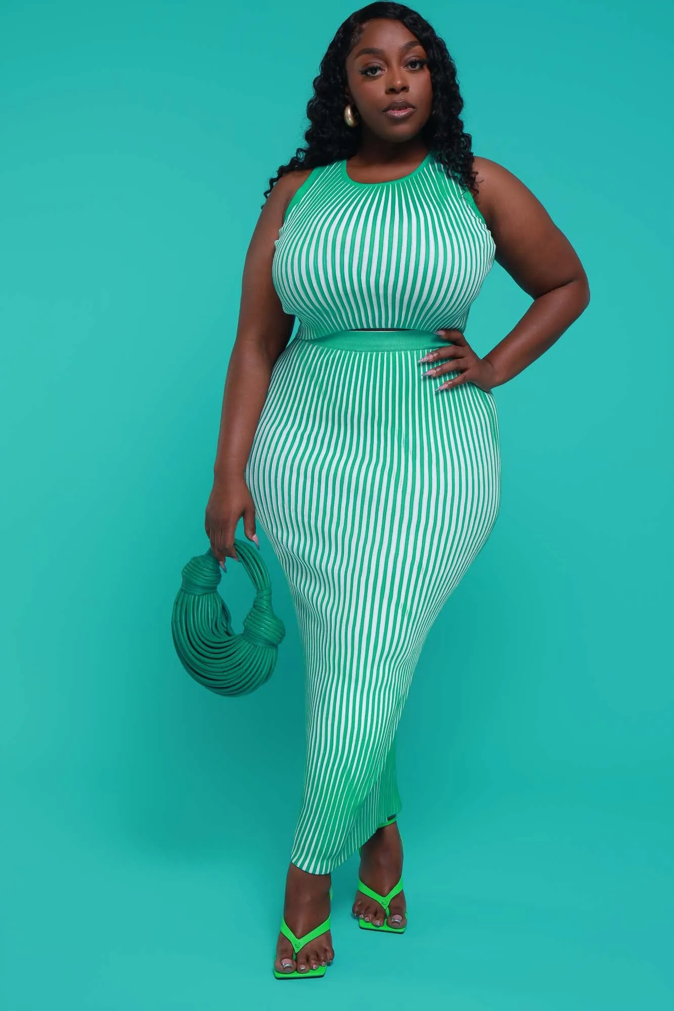 Feeling Sublime Ribbed Maxi Skirt Set - Green sold by Swankaposh product image thumbnail 2
