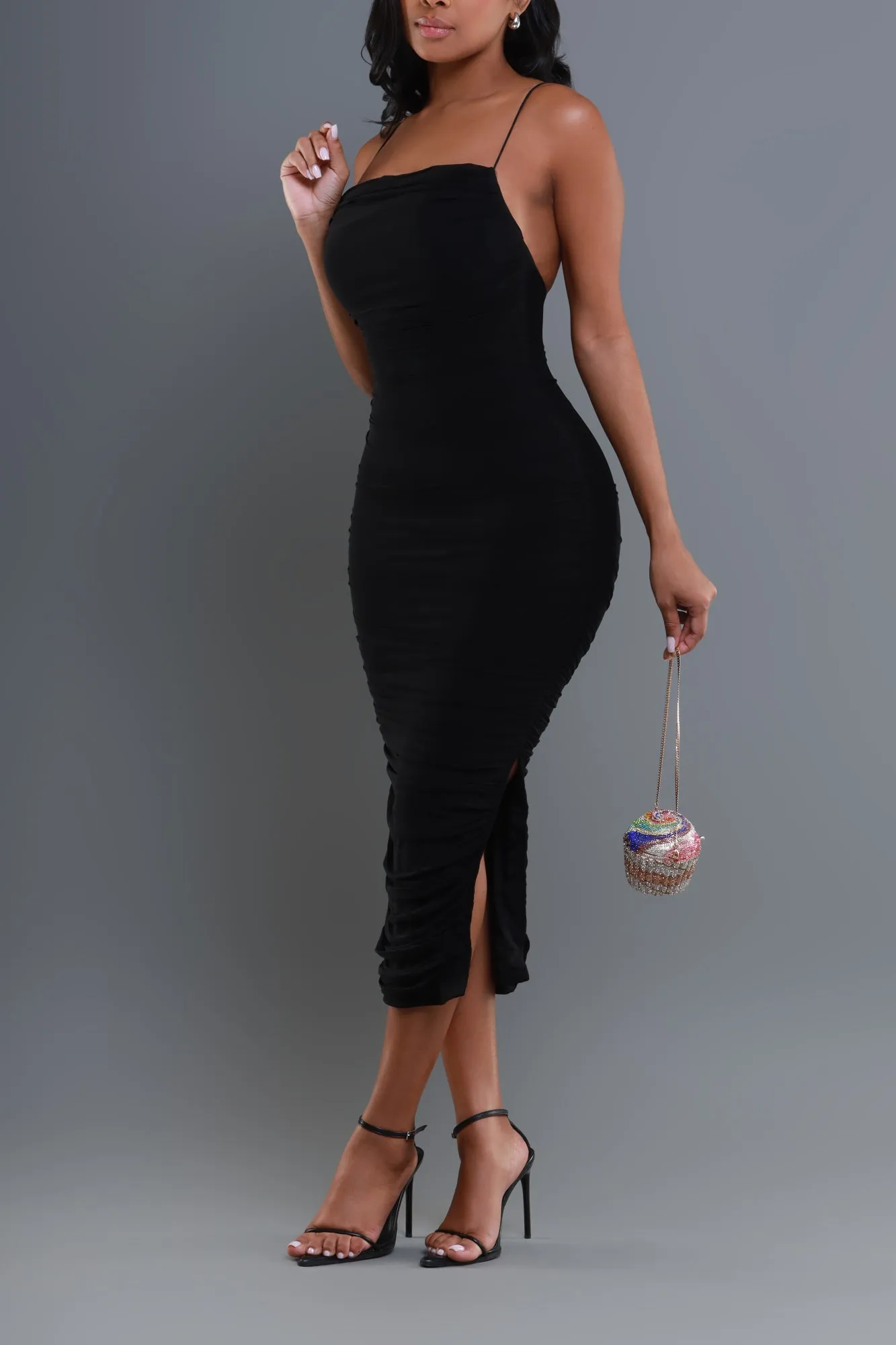My Moment Ruched Midi Dress - Black sold by Swankaposh product image thumbnail 5