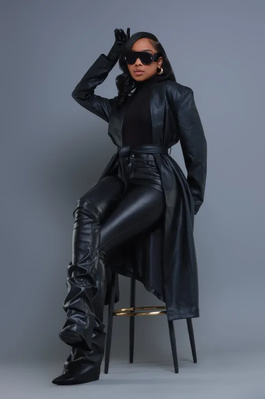 Blind Date Faux Leather Trenchcoat - Black sold by Swankaposh